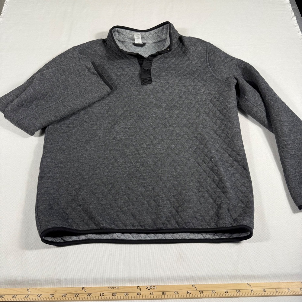 Marine Layer Quilted Snap Neck Pullover Sweatshirt Heather‎ Gray Mens Med. Flaw
